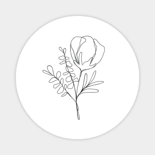 Wildflower Botanical Line Art | Elegant Floral Leaf Design Magnet